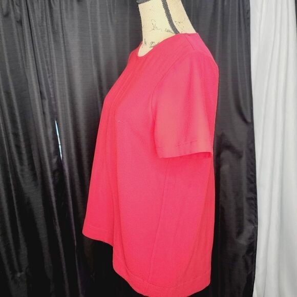 Madewell Pleated Short Sleeve Keyhole Back Red Blouse Medium - Picture 2 of 9